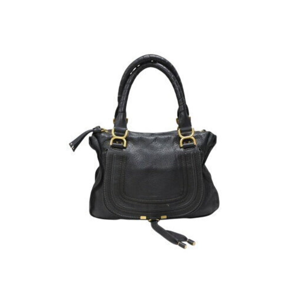 Chloe Marcie Handbag Tote Bag Horseshoe Black Leather